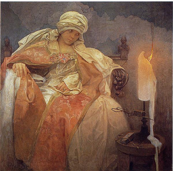 Alfons Mucha Woman With a Burning Candle